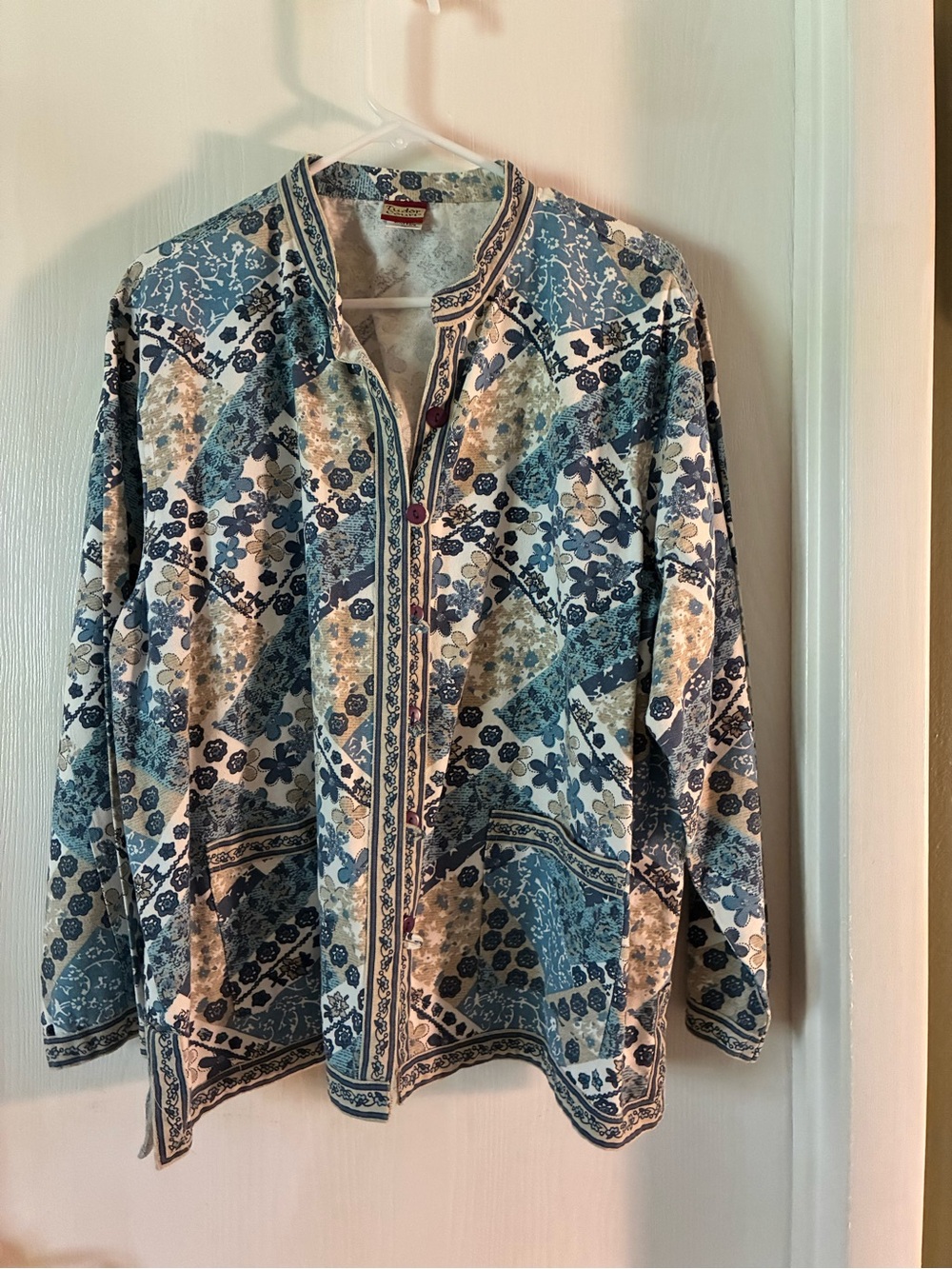 Tudor Blue and Cream Floral Button-Up Jacket
